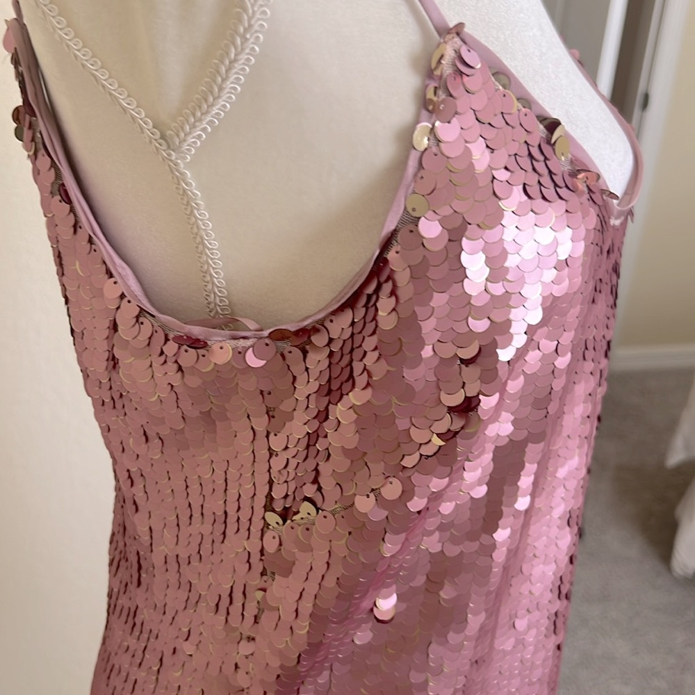 Alice + Olivia Sequin Mini Dress in Shimmering Pink P2P 18in - Picture 7 of 17